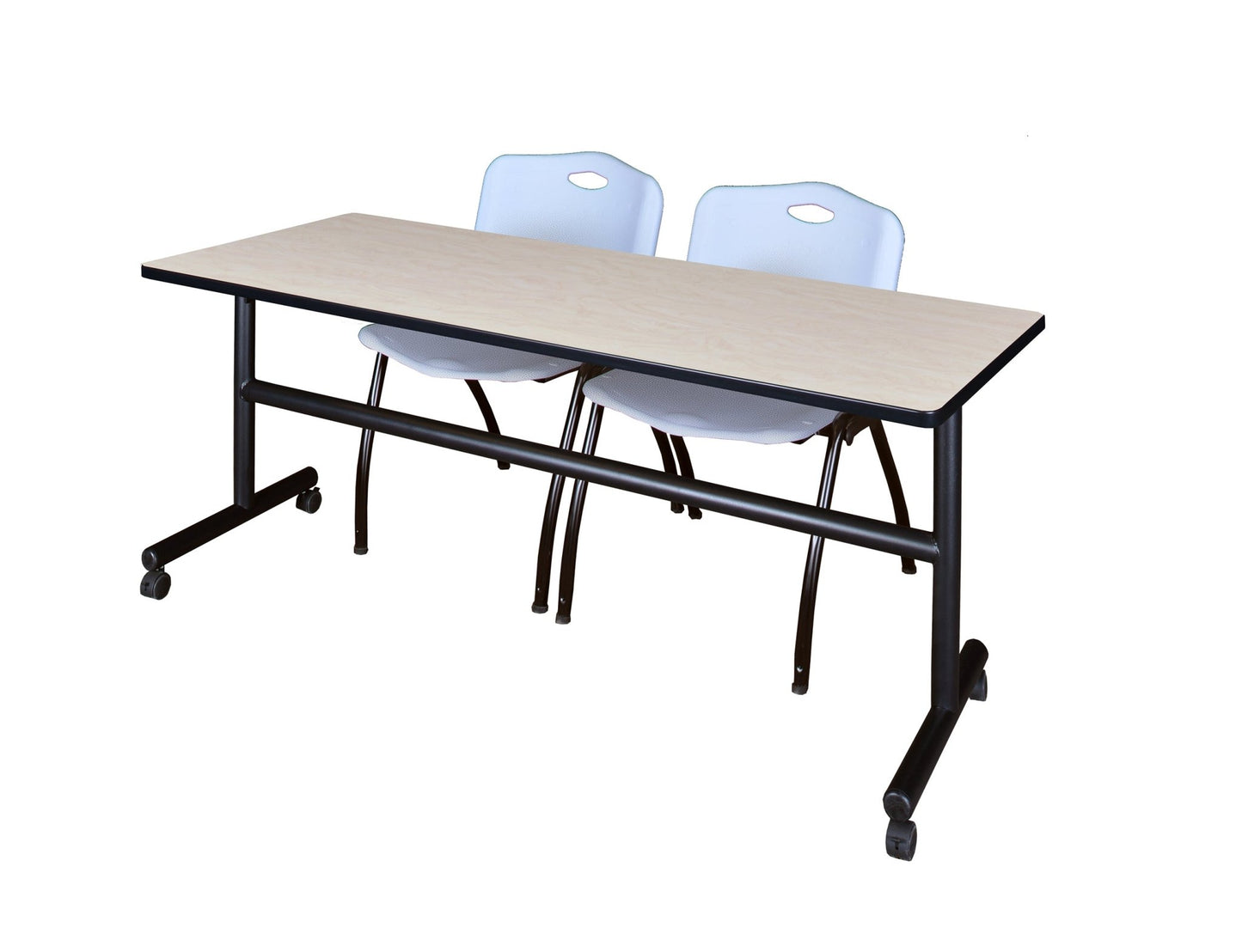 Regency Kobe Flip - Top Training Table & 2 M Stack Chairs Set 72"W x 24"D x 29"H (REG - MKFT7224 - 2M) - SchoolOutlet