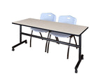 Regency Kobe Flip - Top Training Table & 2 M Stack Chairs Set 72