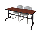 Regency Kobe Flip - Top Training Table & 2 Zeng Stack Chairs Set 72