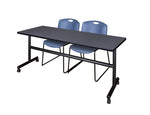 Regency Kobe Flip - Top Training Table & 2 Zeng Stack Chairs Set 72