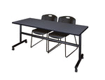 Regency Kobe Flip - Top Training Table & 2 Zeng Stack Chairs Set 72