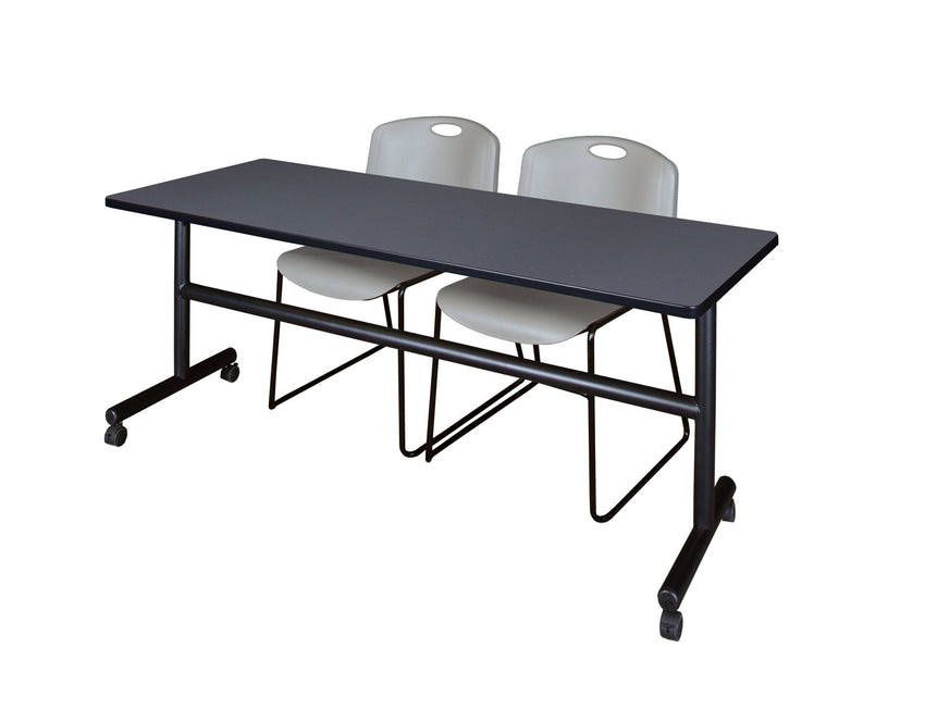 Regency Kobe Flip - Top Training Table & 2 Zeng Stack Chairs Set 72"W x 30"D x 29"H (REG - MKFT7230 - ZNG) - SchoolOutlet