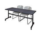 Regency Kobe Flip - Top Training Table & 2 Zeng Stack Chairs Set 72