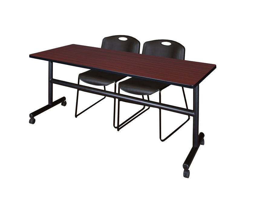 Regency Kobe Flip - Top Training Table & 2 Zeng Stack Chairs Set 72"W x 30"D x 29"H (REG - MKFT7230 - ZNG) - SchoolOutlet