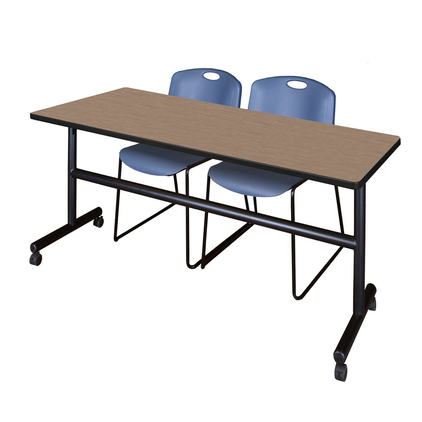 Regency Kobe Flip - Top Training Table & 2 Zeng Stack Chairs Set 72"W x 30"D x 29"H (REG - MKFT7230 - ZNG) - SchoolOutlet