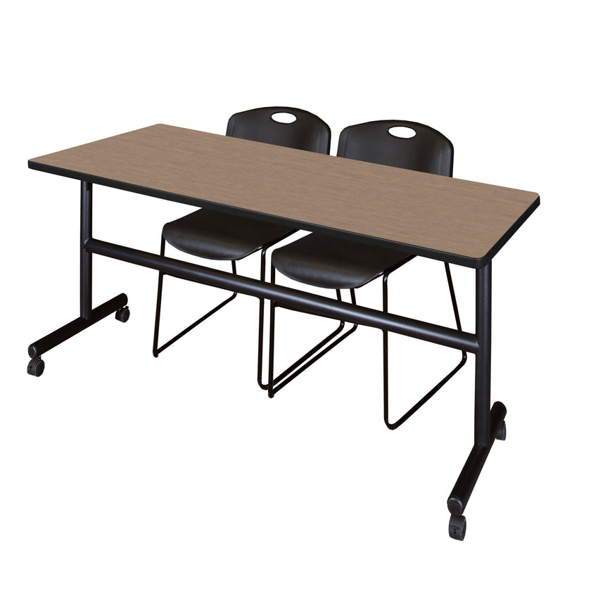 Regency Kobe Flip - Top Training Table & 2 Zeng Stack Chairs Set 72"W x 30"D x 29"H (REG - MKFT7230 - ZNG) - SchoolOutlet