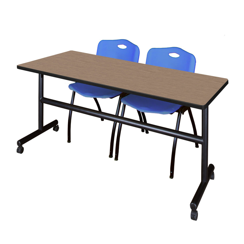 Regency Kobe Flip - Top Training Table & 2 M Stack Chairs Set 72"W x 30"D x 29"H (REG - MKFT7230 - 2M) - SchoolOutlet