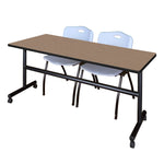 Regency Kobe Flip - Top Training Table & 2 M Stack Chairs Set 72