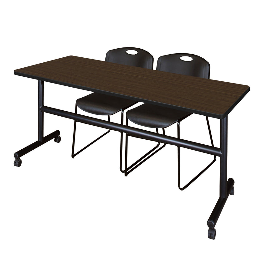 Regency Kobe Flip - Top Training Table & 2 Zeng Stack Chairs Set 72"W x 30"D x 29"H (REG - MKFT7230 - ZNG) - SchoolOutlet