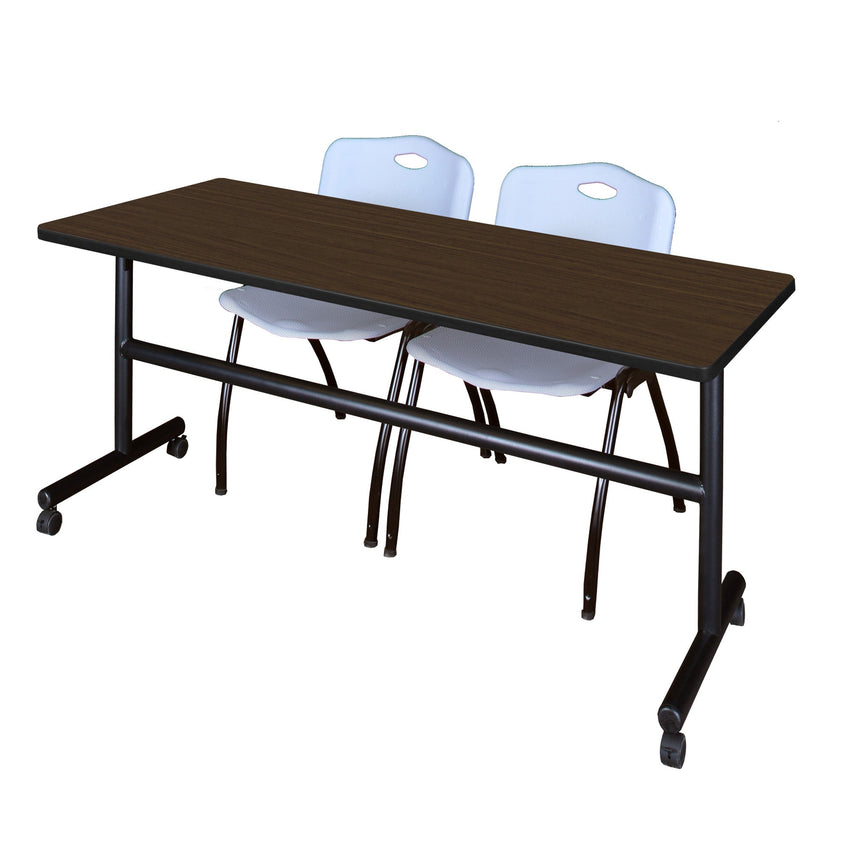 Regency Kobe Flip - Top Training Table & 2 M Stack Chairs Set 72"W x 30"D x 29"H (REG - MKFT7230 - 2M) - SchoolOutlet