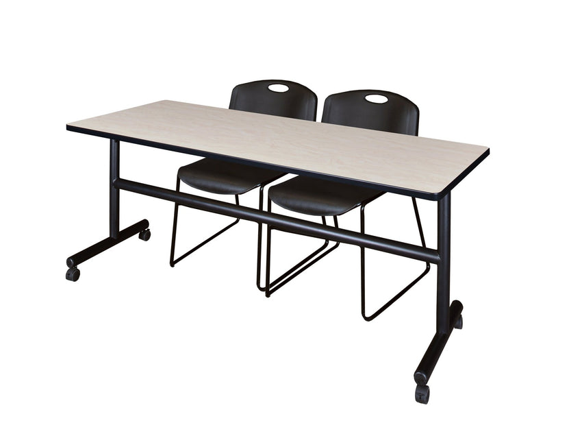 Regency Kobe Flip - Top Training Table & 2 Zeng Stack Chairs Set 72"W x 30"D x 29"H (REG - MKFT7230 - ZNG) - SchoolOutlet