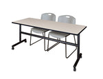 Regency Kobe Flip - Top Training Table & 2 Zeng Stack Chairs Set 72