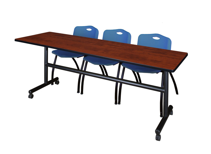 Regency Kobe Flip - Top Training Table & 3 M Stack Chairs 84"W x 24"D x 29"H (REG - MKFT8424 - 3M) - SchoolOutlet