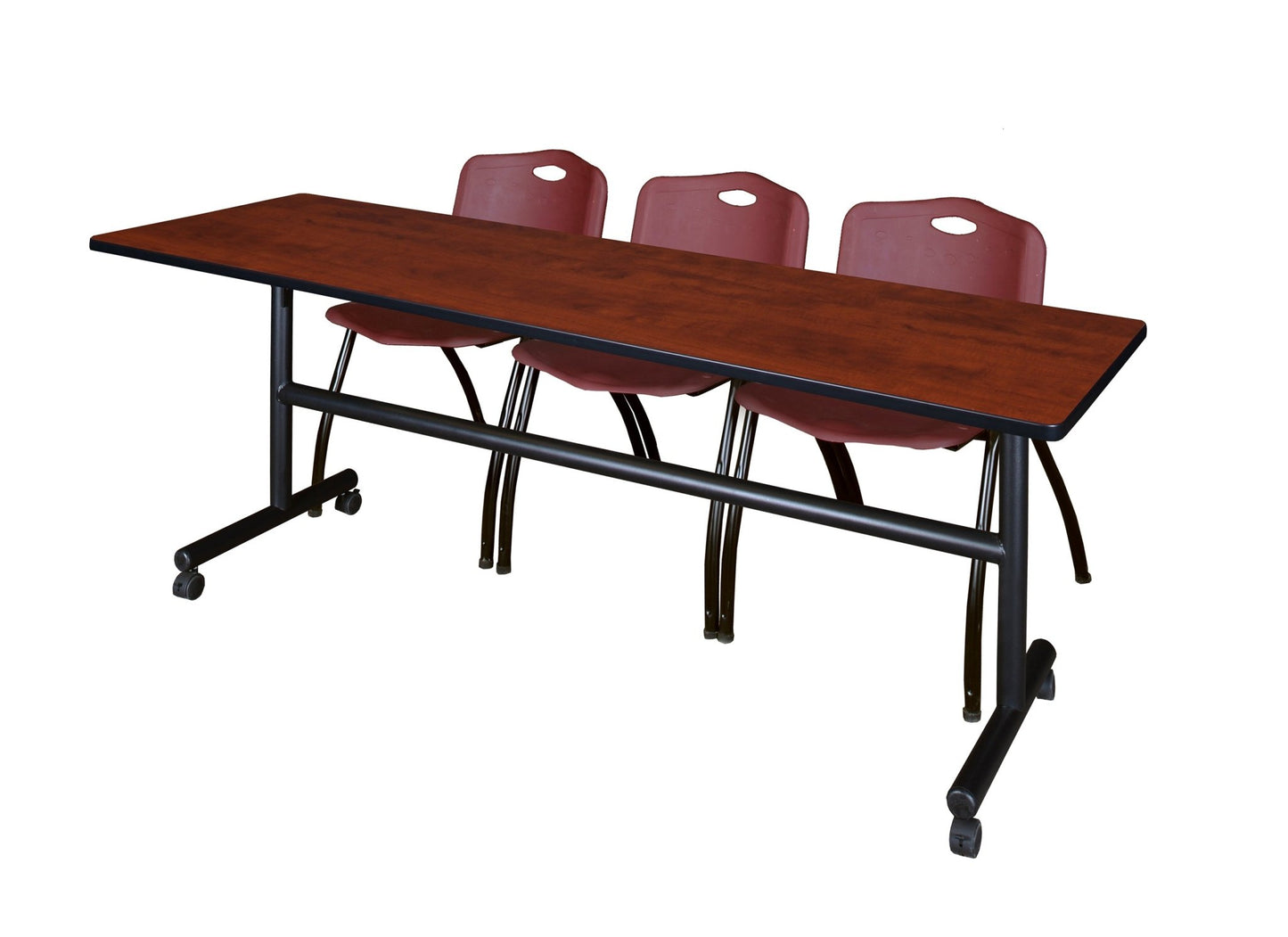Regency Kobe Flip - Top Training Table & 3 M Stack Chairs 84"W x 24"D x 29"H (REG - MKFT8424 - 3M) - SchoolOutlet