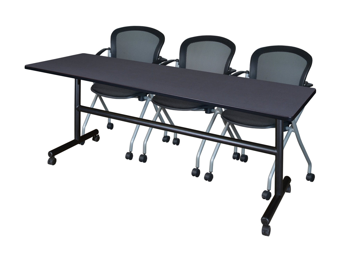 Regency Kobe Flip - Top Training Table & 3 Cadence Nesting Chairs 84"W x 24"D x 29"H (REG - MKFT8424 - CAD) - SchoolOutlet