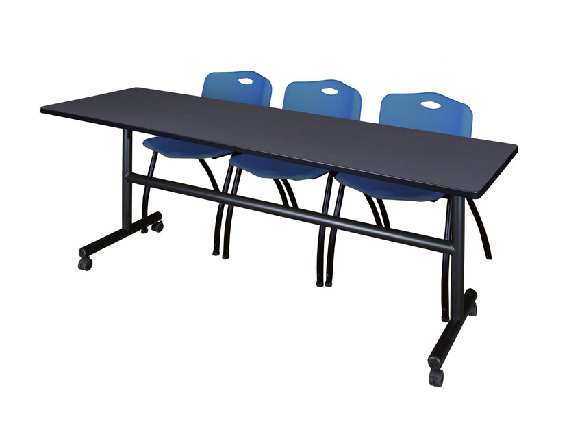 Regency Kobe Flip - Top Training Table & 3 M Stack Chairs 84"W x 24"D x 29"H (REG - MKFT8424 - 3M) - SchoolOutlet