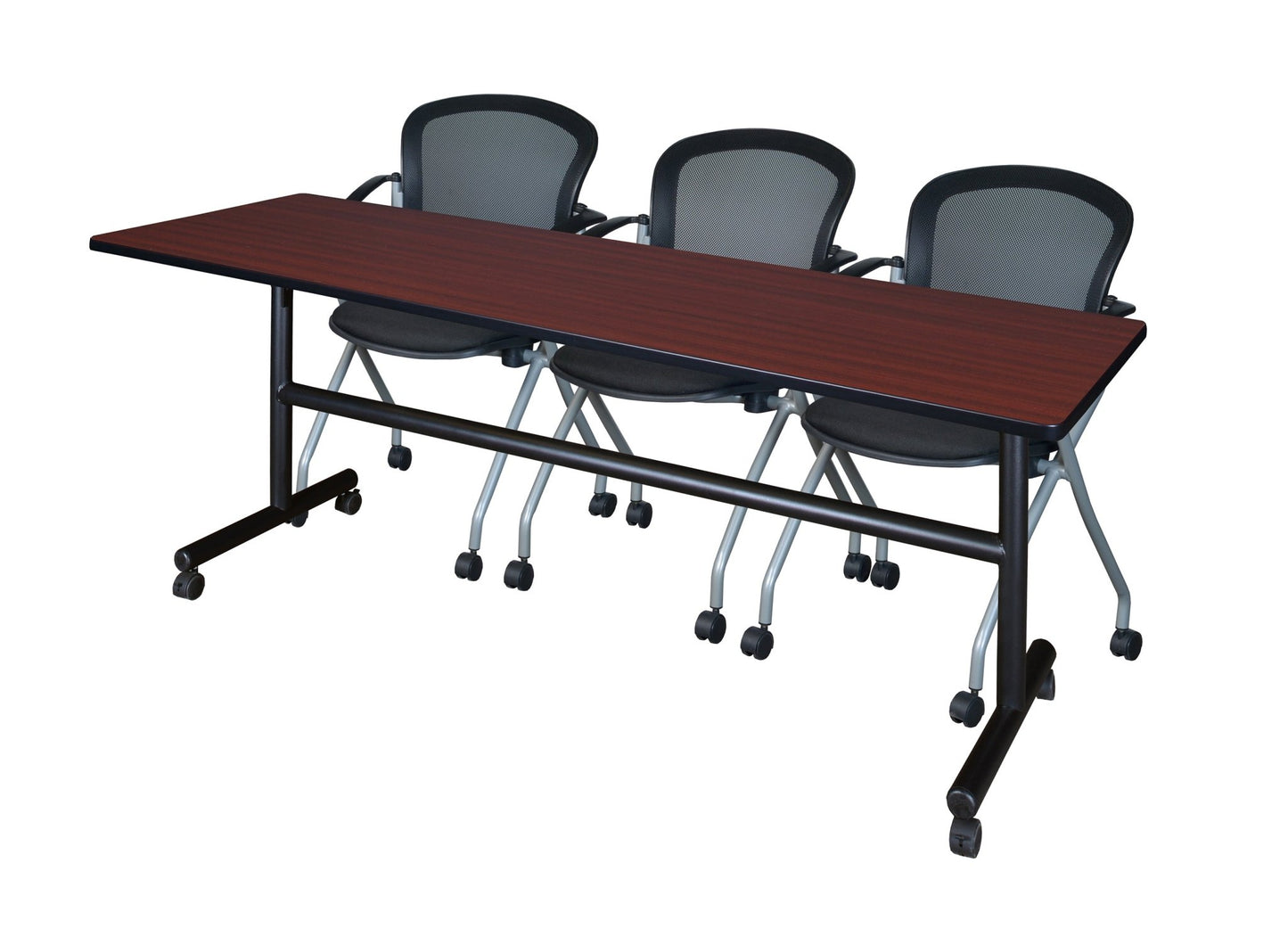 Regency Kobe Flip - Top Training Table & 3 Cadence Nesting Chairs 84"W x 24"D x 29"H (REG - MKFT8424 - CAD) - SchoolOutlet