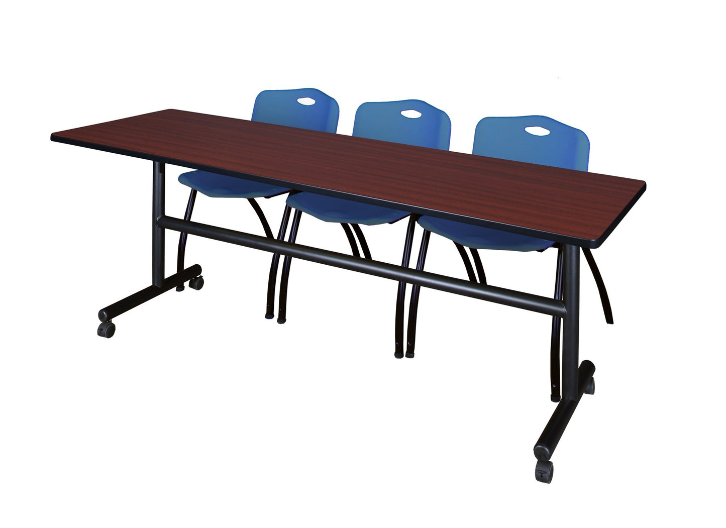 Regency Kobe Flip - Top Training Table & 3 M Stack Chairs 84"W x 24"D x 29"H (REG - MKFT8424 - 3M) - SchoolOutlet