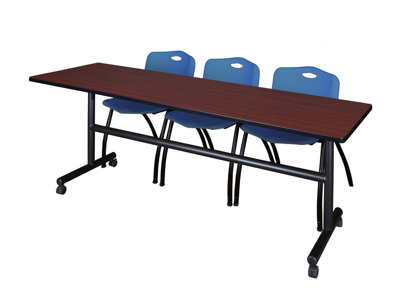 Regency Kobe Flip - Top Training Table & 3 M Stack Chairs 84"W x 24"D x 29"H (REG - MKFT8424 - 3M) - SchoolOutlet