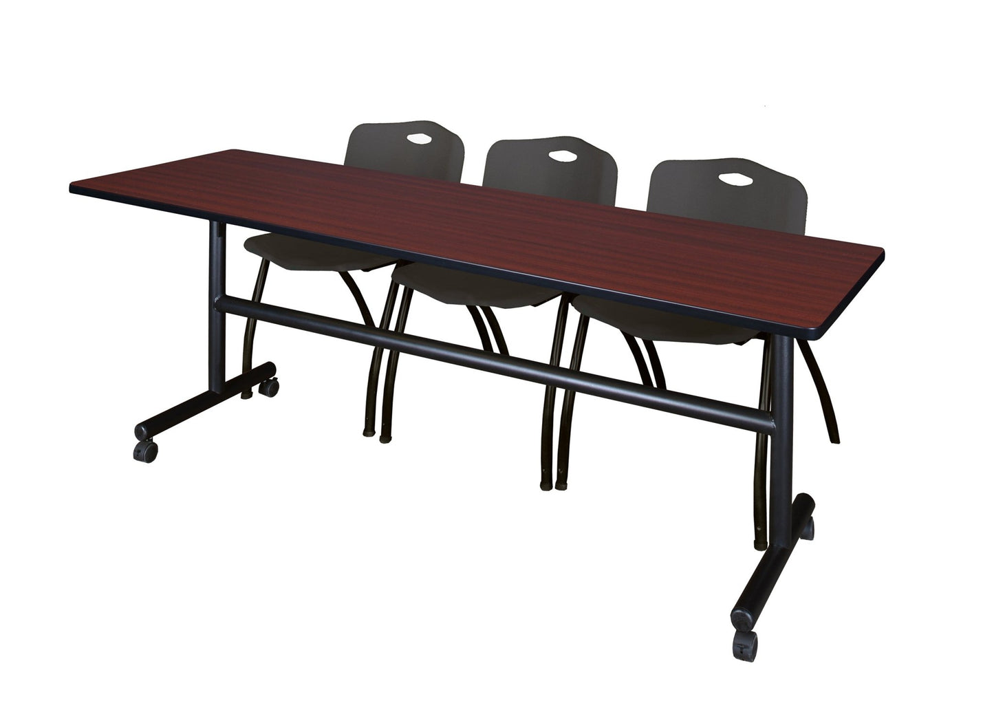 Regency Kobe Flip - Top Training Table & 3 M Stack Chairs 84"W x 24"D x 29"H (REG - MKFT8424 - 3M) - SchoolOutlet