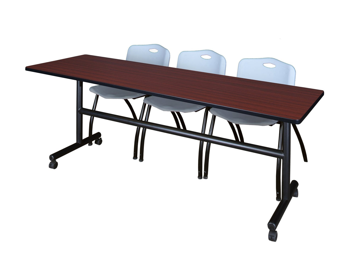 Regency Kobe Flip - Top Training Table & 3 M Stack Chairs 84"W x 24"D x 29"H (REG - MKFT8424 - 3M) - SchoolOutlet