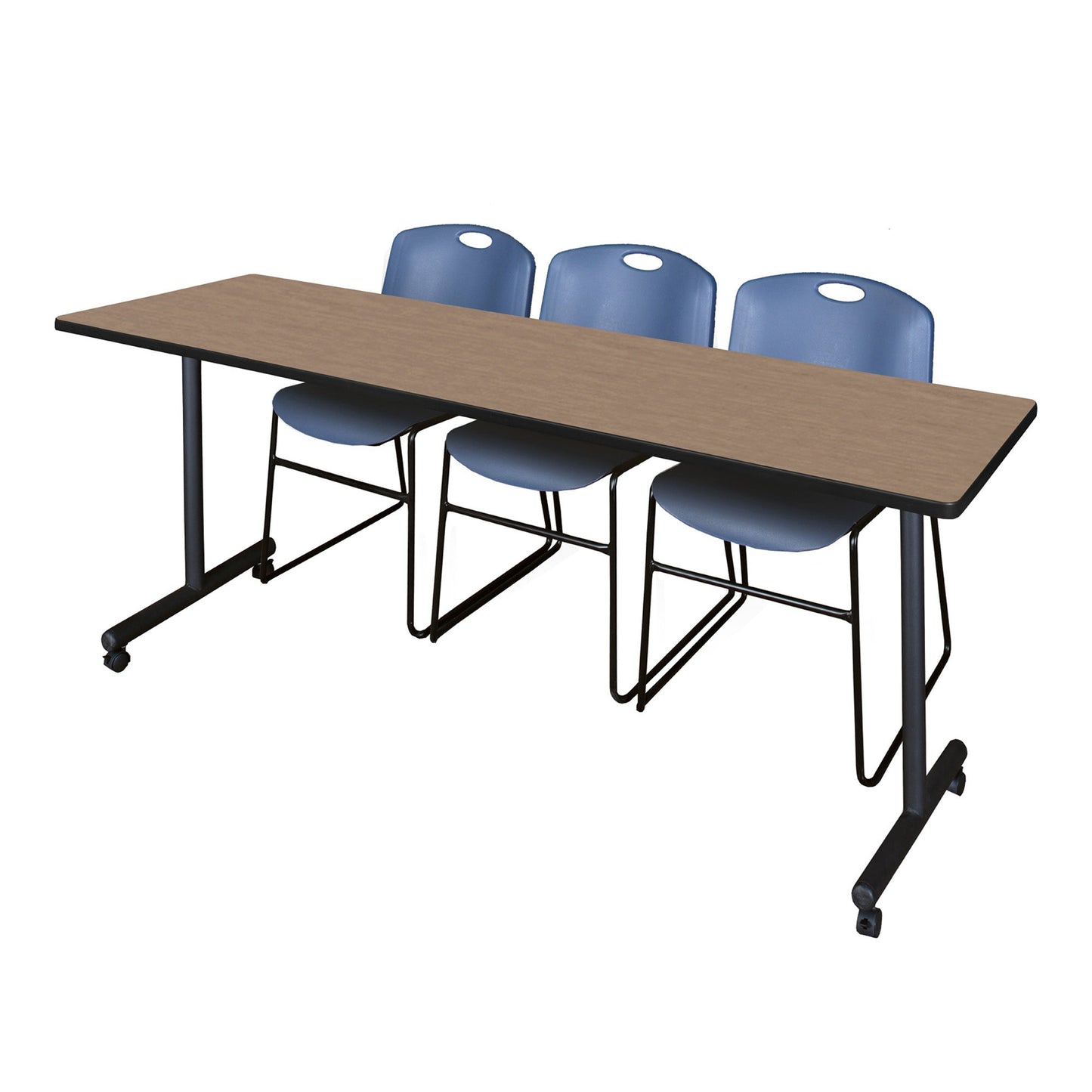 Regency Kobe Flip - Top Training Table & 3 Zeng Stack Chairs 84"W x 24"D x 29"H (REG - MKFT8424 - ZNG) - SchoolOutlet