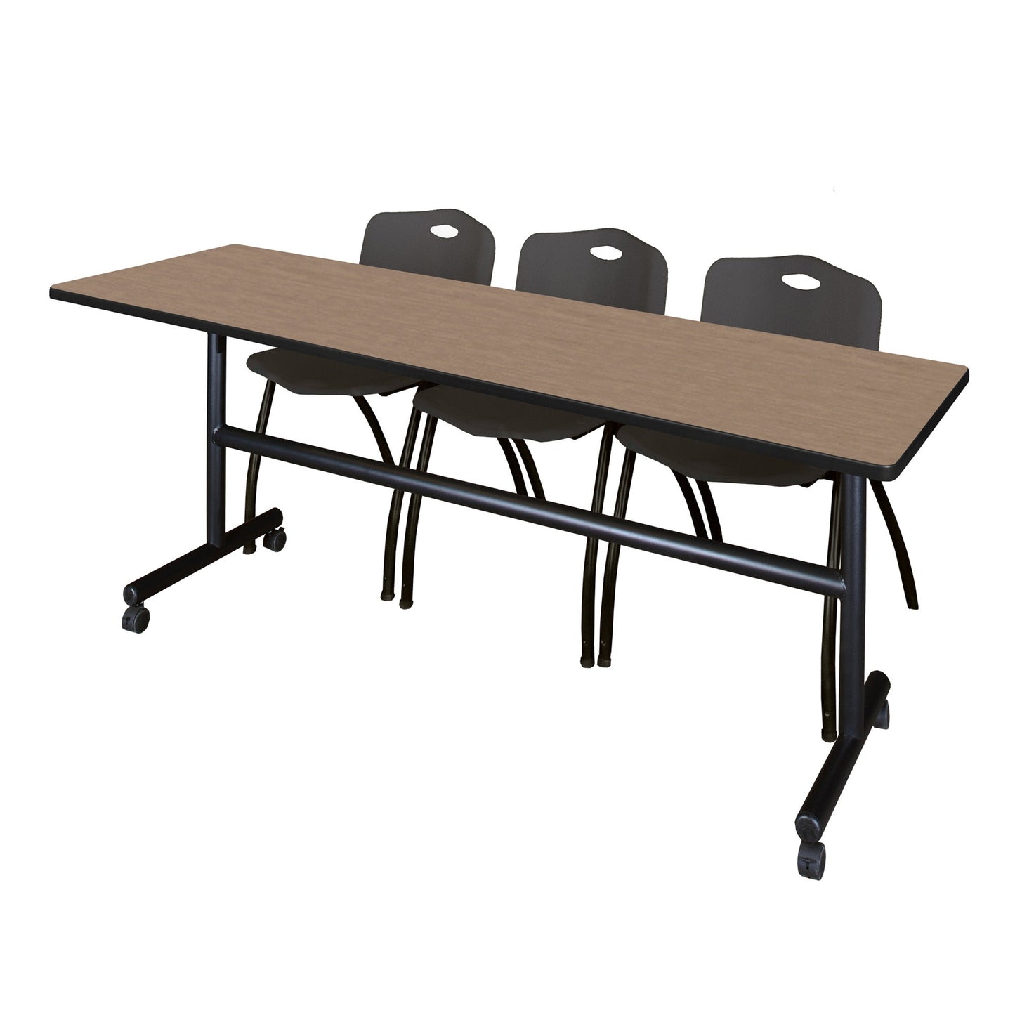 Regency Kobe Flip - Top Training Table & 3 M Stack Chairs 84"W x 24"D x 29"H (REG - MKFT8424 - 3M) - SchoolOutlet