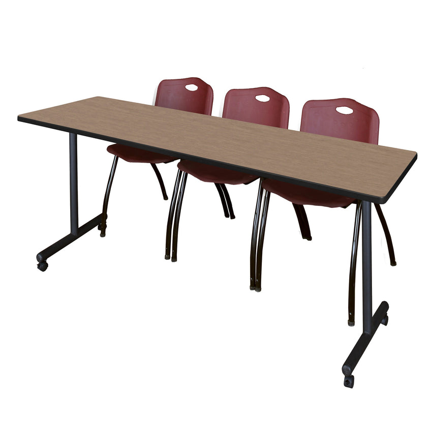 Regency Kobe Flip - Top Training Table & 3 M Stack Chairs 84"W x 24"D x 29"H (REG - MKFT8424 - 3M) - SchoolOutlet
