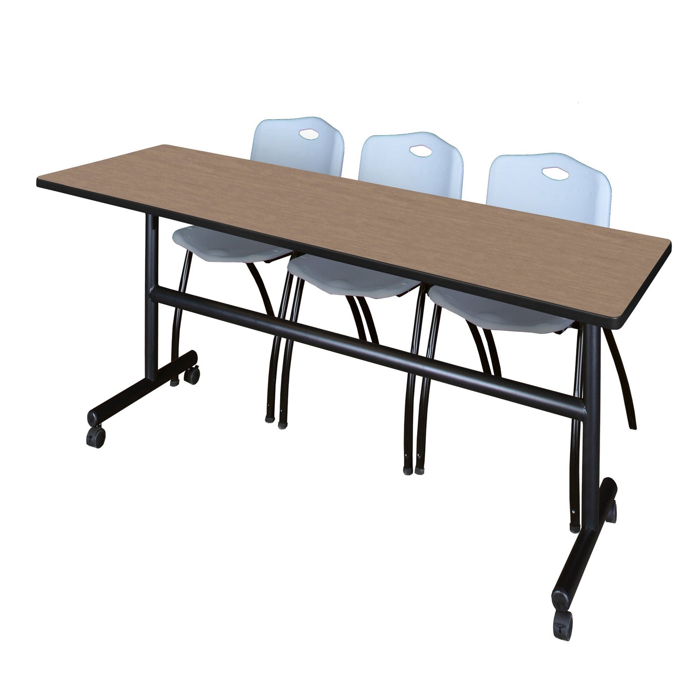 Regency Kobe Flip - Top Training Table & 3 M Stack Chairs 84"W x 24"D x 29"H (REG - MKFT8424 - 3M) - SchoolOutlet