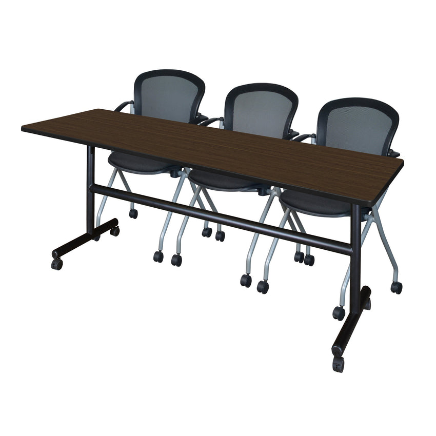 Regency Kobe Flip - Top Training Table & 3 Cadence Nesting Chairs 84"W x 24"D x 29"H (REG - MKFT8424 - CAD) - SchoolOutlet
