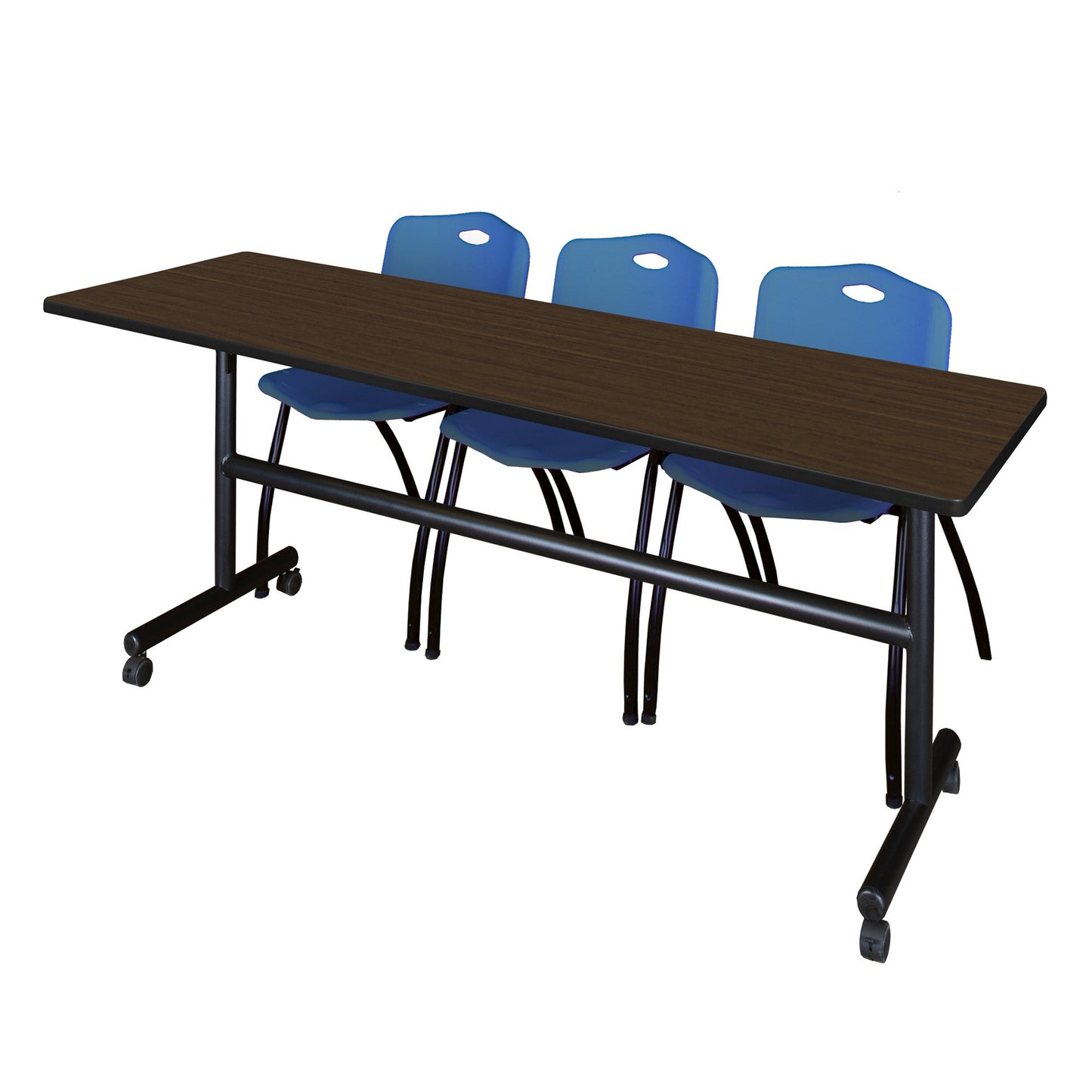 Regency Kobe Flip - Top Training Table & 3 M Stack Chairs 84"W x 24"D x 29"H (REG - MKFT8424 - 3M) - SchoolOutlet