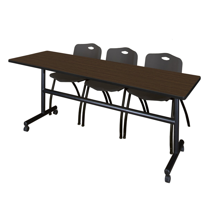 Regency Kobe Flip - Top Training Table & 3 M Stack Chairs 84"W x 24"D x 29"H (REG - MKFT8424 - 3M) - SchoolOutlet