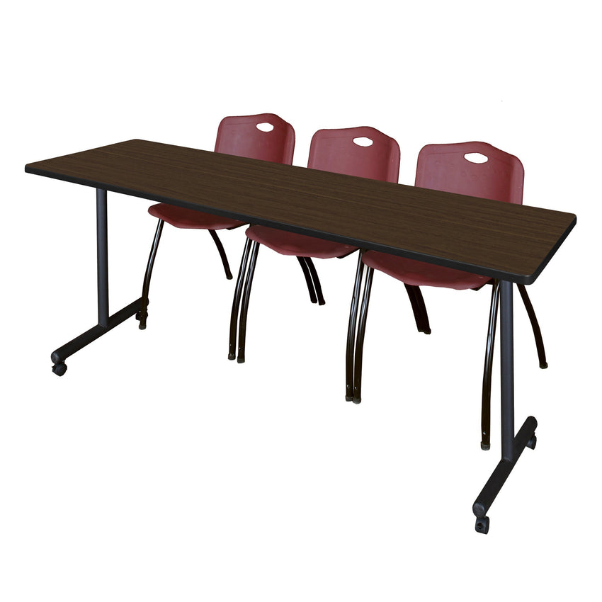 Regency Kobe Flip - Top Training Table & 3 M Stack Chairs 84"W x 24"D x 29"H (REG - MKFT8424 - 3M) - SchoolOutlet