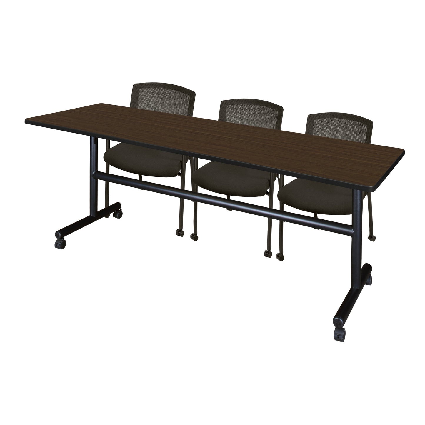 Regency Kobe Flip - Top Training Table & 3 Knight Mesh Chairs 84"W x 24"D x 29"H (REG - MKFT8424 - KNM) - SchoolOutlet