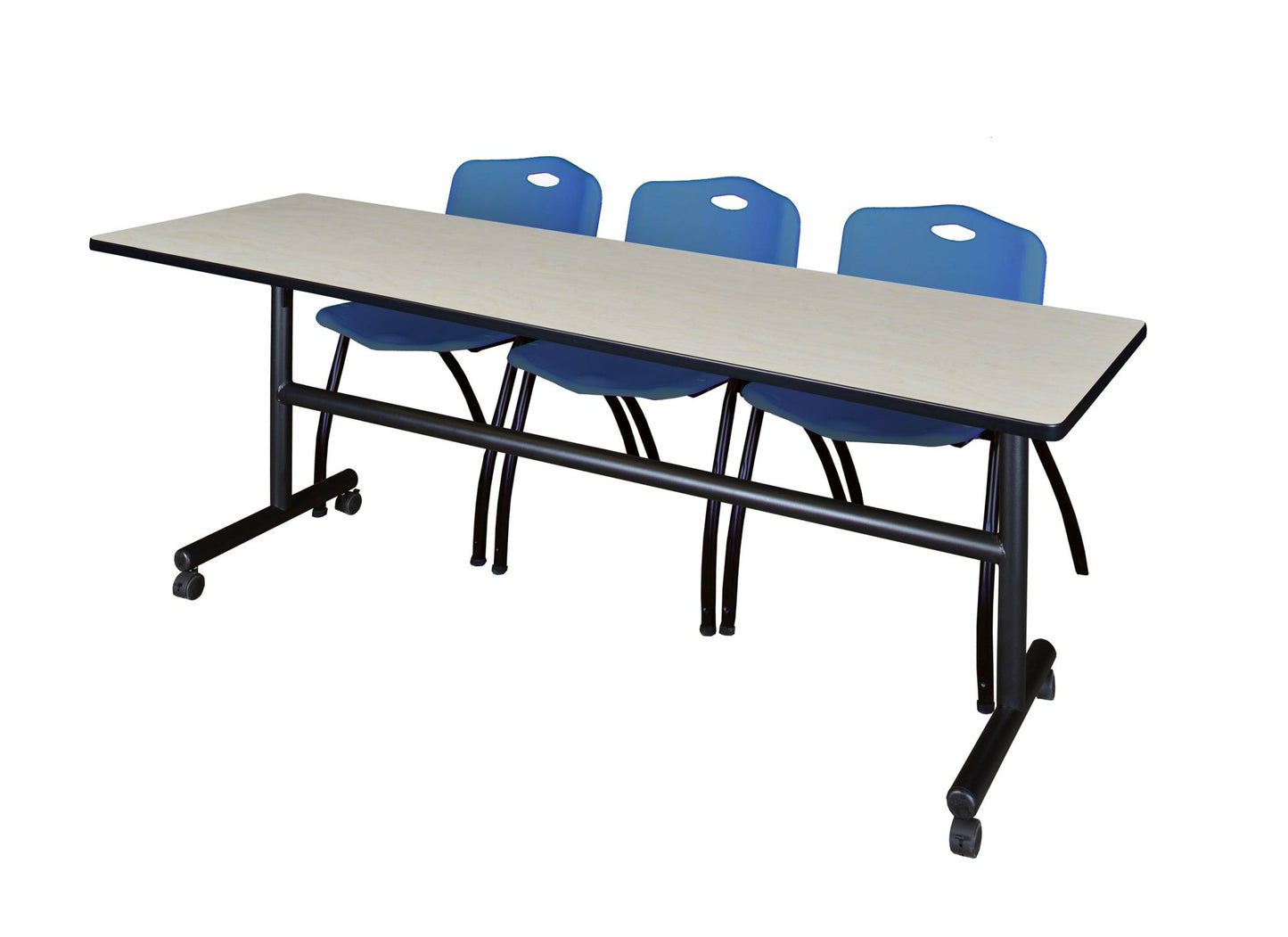 Regency Kobe Flip - Top Training Table & 3 M Stack Chairs 84"W x 24"D x 29"H (REG - MKFT8424 - 3M) - SchoolOutlet