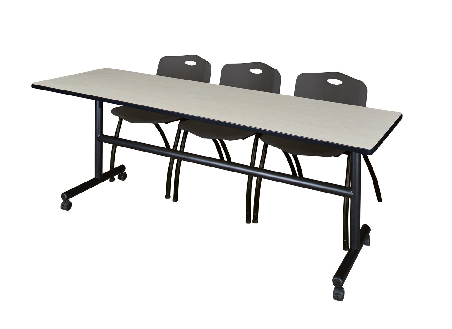 Regency Kobe Flip - Top Training Table & 3 M Stack Chairs 84"W x 24"D x 29"H (REG - MKFT8424 - 3M) - SchoolOutlet