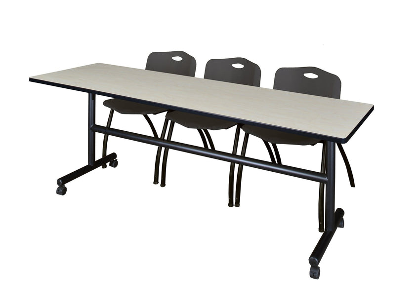 Regency Kobe Flip - Top Training Table & 3 M Stack Chairs 84"W x 24"D x 29"H (REG - MKFT8424 - 3M) - SchoolOutlet