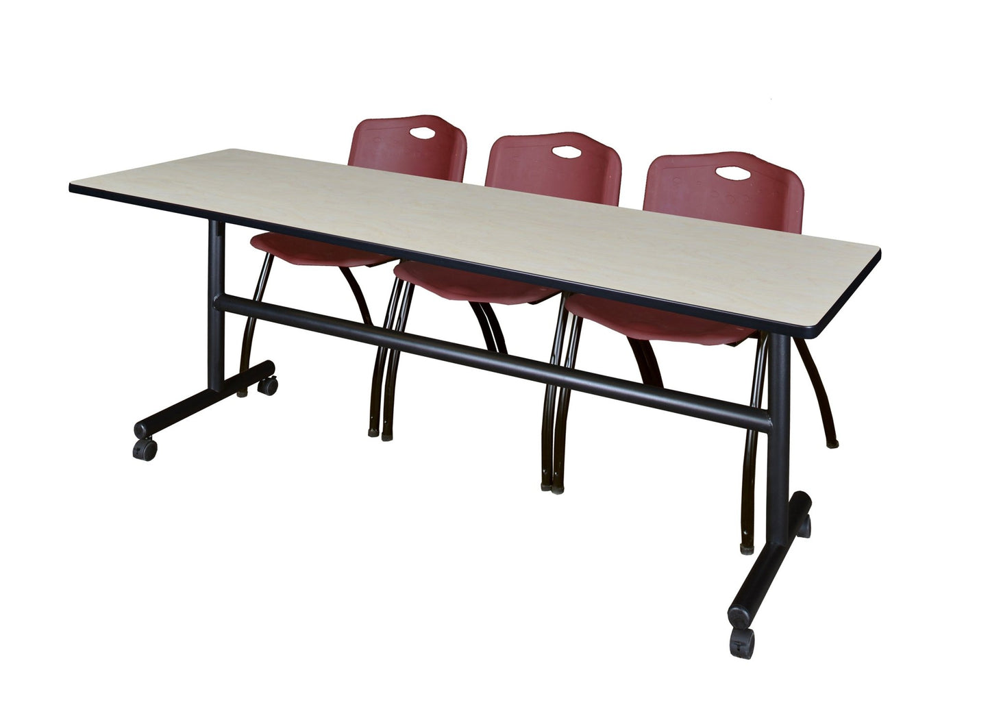 Regency Kobe Flip - Top Training Table & 3 M Stack Chairs 84"W x 24"D x 29"H (REG - MKFT8424 - 3M) - SchoolOutlet