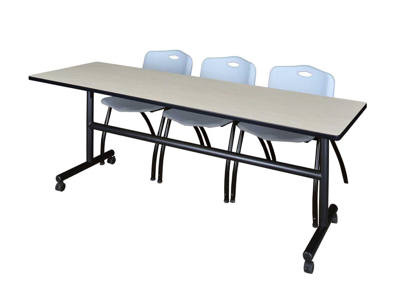 Regency Kobe Flip - Top Training Table & 3 M Stack Chairs 84"W x 24"D x 29"H (REG - MKFT8424 - 3M) - SchoolOutlet