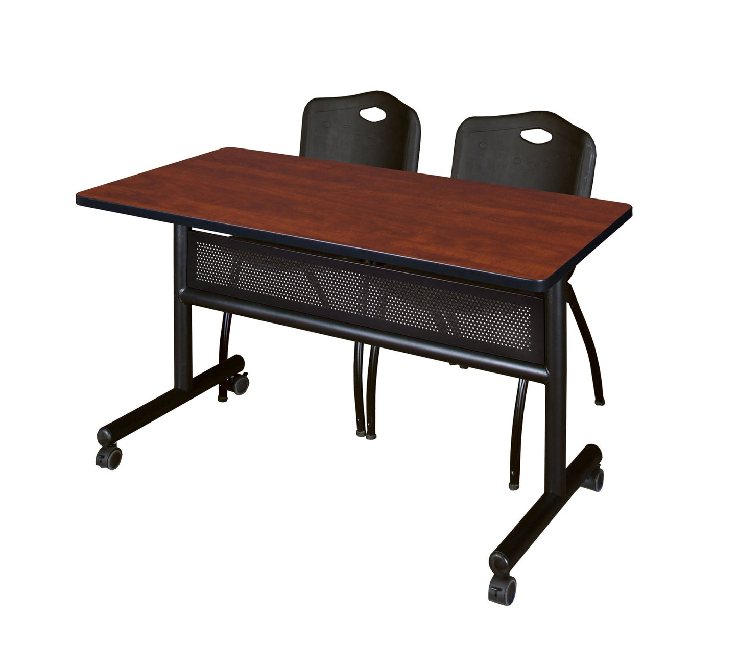 Regency Kobe Flip - Top Privacy Nesting Table & 2 M Stack Chairs 48"W x 24"D x 29"H (REG - MKFTM4824 - 2M) - SchoolOutlet