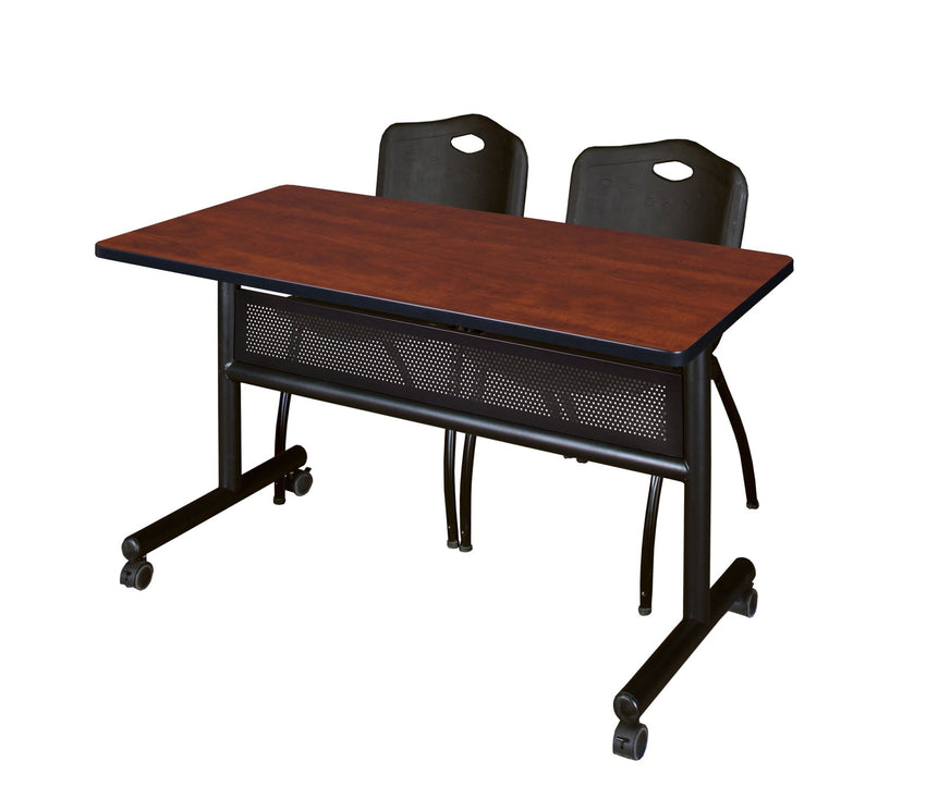 Regency Kobe Flip - Top Privacy Nesting Table & 2 M Stack Chairs 48"W x 24"D x 29"H (REG - MKFTM4824 - 2M) - SchoolOutlet