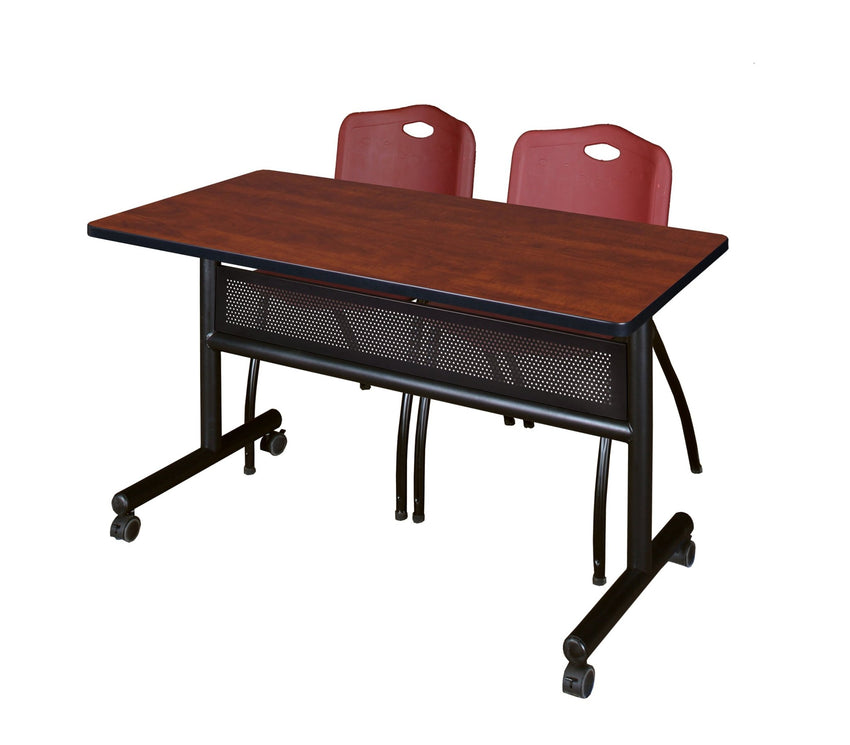 Regency Kobe Flip - Top Privacy Nesting Table & 2 M Stack Chairs 48"W x 24"D x 29"H (REG - MKFTM4824 - 2M) - SchoolOutlet