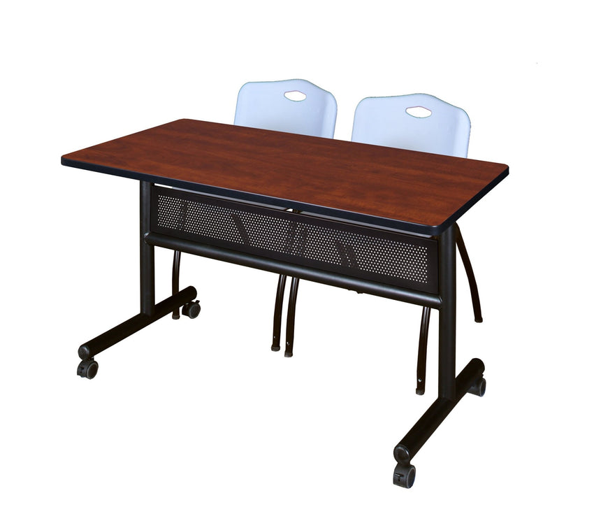 Regency Kobe Flip - Top Privacy Nesting Table & 2 M Stack Chairs 48"W x 24"D x 29"H (REG - MKFTM4824 - 2M) - SchoolOutlet