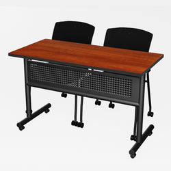 Regency Kobe Flip-Top Privacy Nesting Table & 2 Knight Mesh Chairs 48"W x 24"D x 29"H (REG-MKFTM4824-KNM)