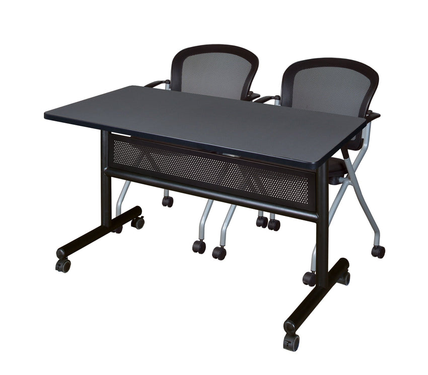 Regency Kobe Flip - Top Privacy Nesting Table & 2 Cadence Nesting Chairs 48"W x 24"D x 29"H (REG - MKFTM4824 - CAD) - SchoolOutlet