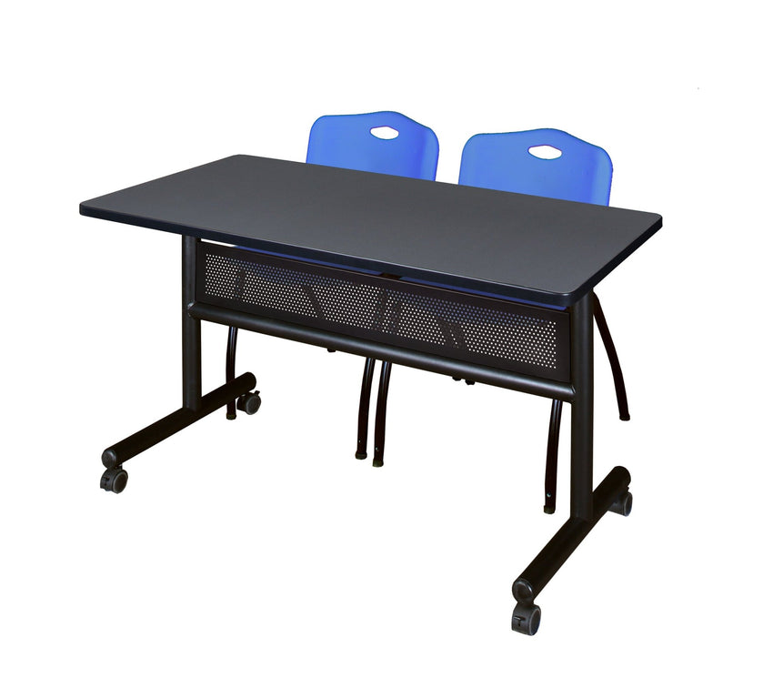Regency Kobe Flip - Top Privacy Nesting Table & 2 M Stack Chairs 48"W x 24"D x 29"H (REG - MKFTM4824 - 2M) - SchoolOutlet
