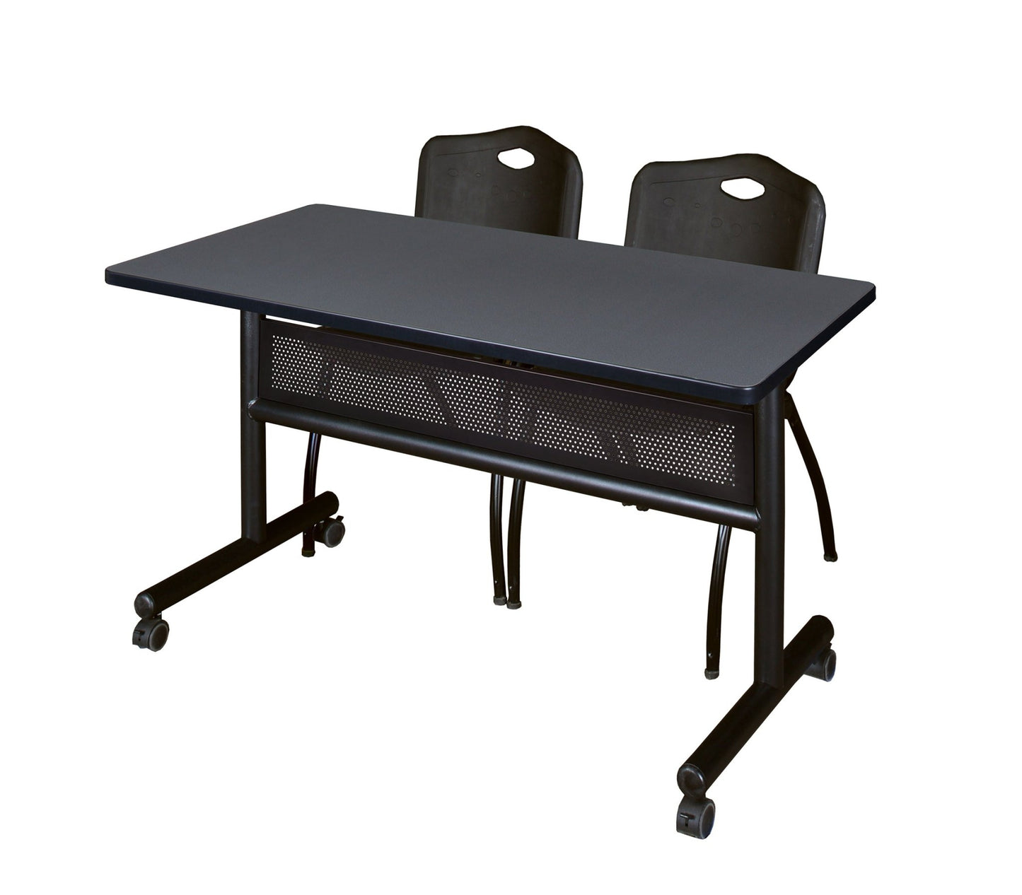 Regency Kobe Flip - Top Privacy Nesting Table & 2 M Stack Chairs 48"W x 24"D x 29"H (REG - MKFTM4824 - 2M) - SchoolOutlet