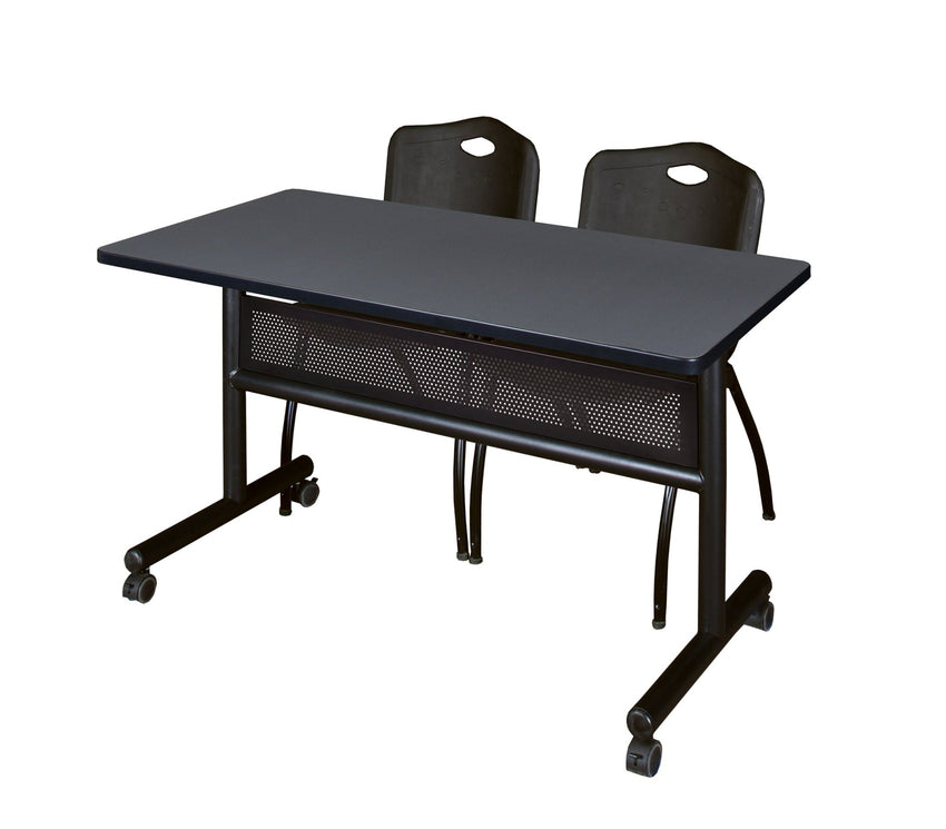 Regency Kobe Flip - Top Privacy Nesting Table & 2 M Stack Chairs 48"W x 24"D x 29"H (REG - MKFTM4824 - 2M) - SchoolOutlet