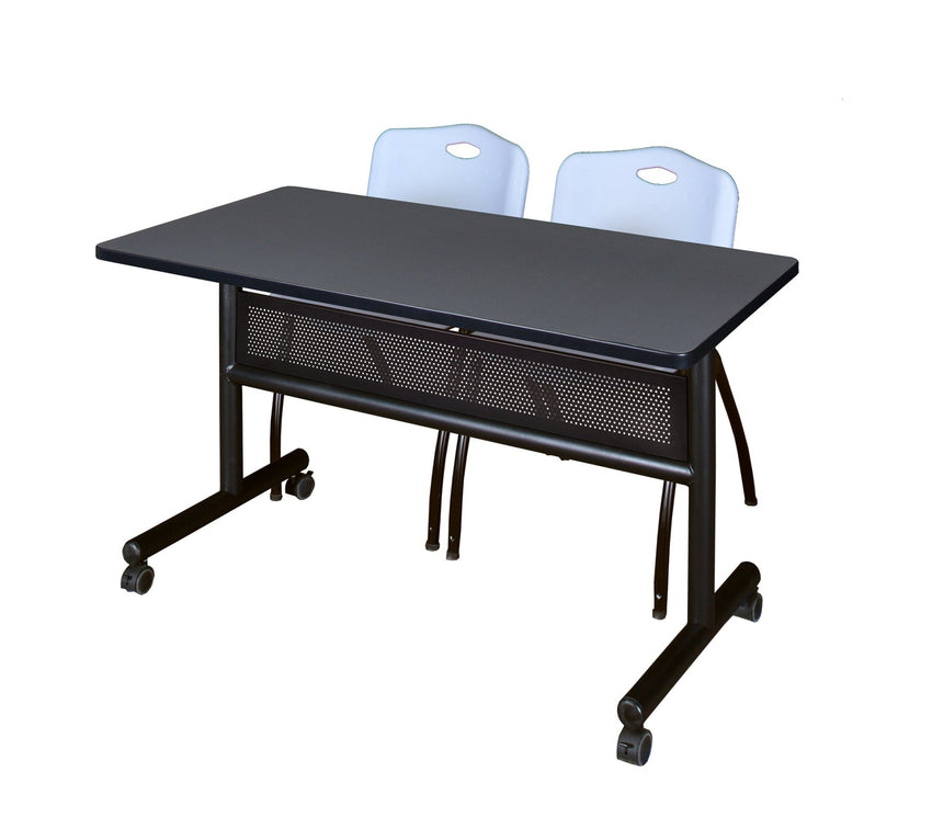 Regency Kobe Flip - Top Privacy Nesting Table & 2 M Stack Chairs 48"W x 24"D x 29"H (REG - MKFTM4824 - 2M) - SchoolOutlet