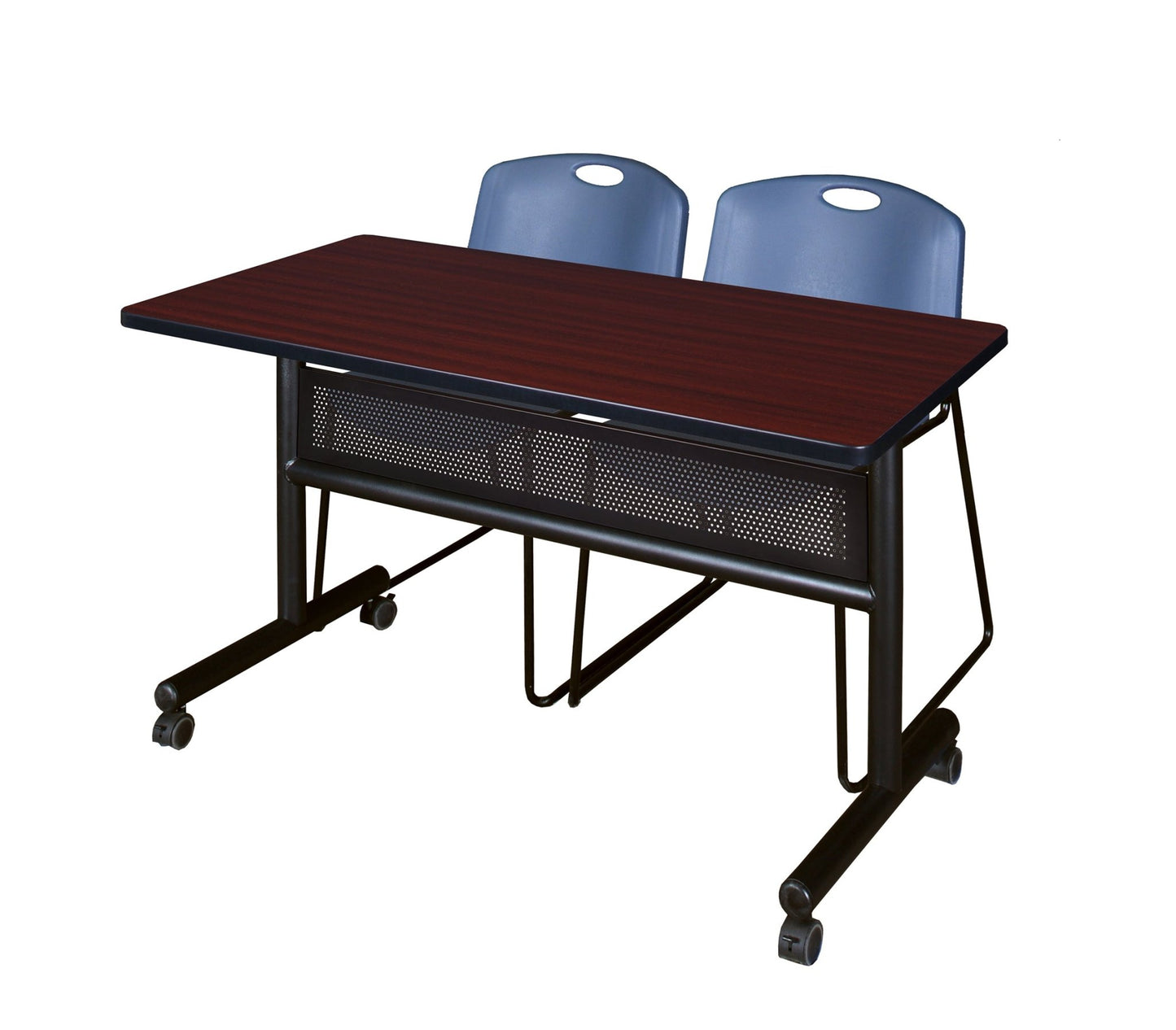 Regency Kobe Flip - Top Privacy Nesting Table & 2 Zeng Stack Chairs 48"W x 24"D x 29"H (REG - MKFTM4824 - ZAG) - SchoolOutlet